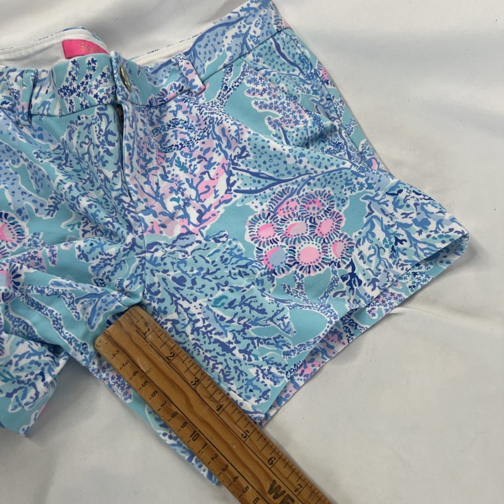 Lilly Pulitzer 4 The WALSH Chino Shorts Flat‎ Front Blue Pink Turquoise - Picture 8 of 9